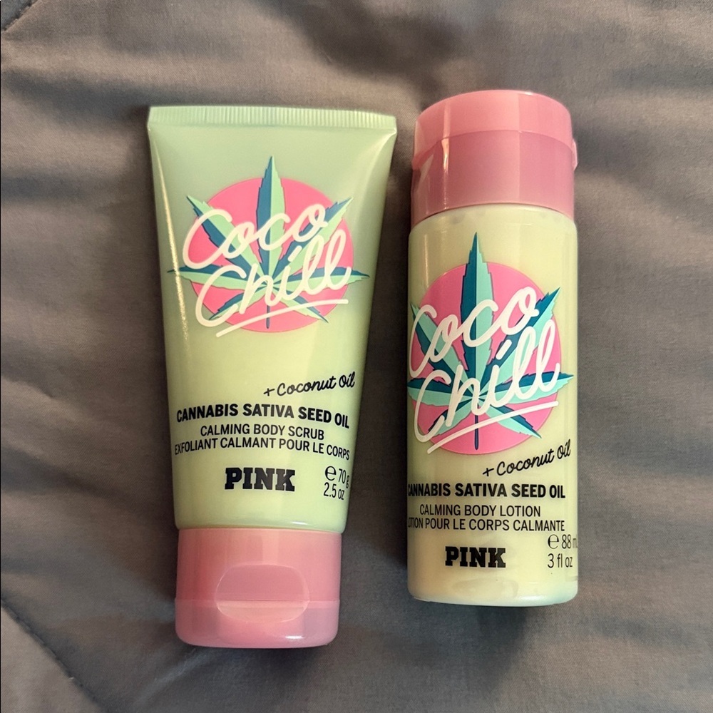 VS Pink Coco chill body scrub and lotion minis